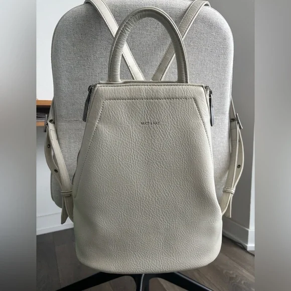 Matt & Nat Cream White Vegan Leather Backpack - Picture 2 of 9